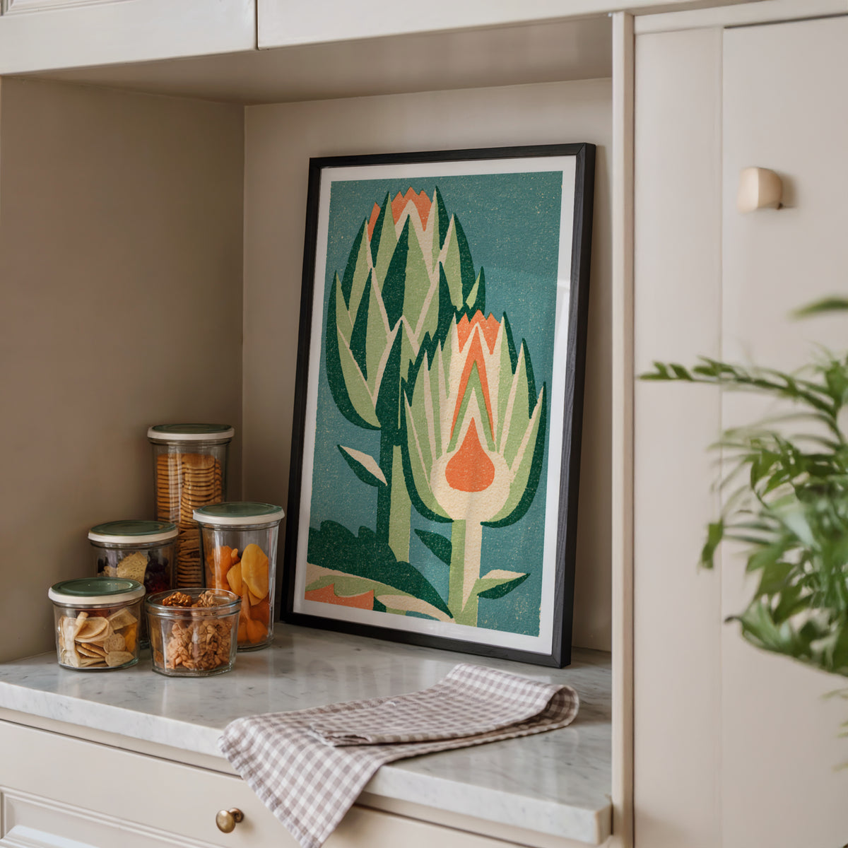 Vintage Food Poster Print | Rustic Kitchen Decor, Artichoke Wall Art, Mid Century Vegetable Art