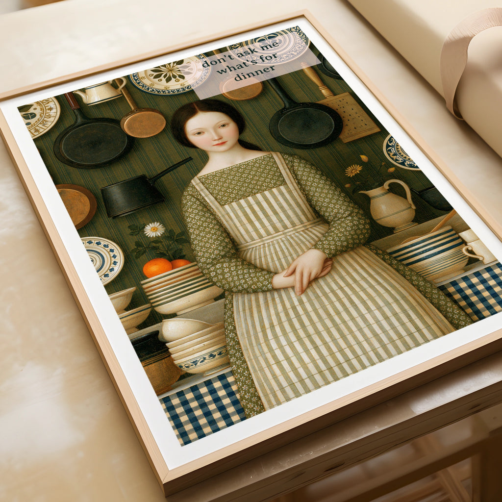 Vintage Food Poster Print | Don't Ask Me What's For Dinner, Rustic Kitchen Decor