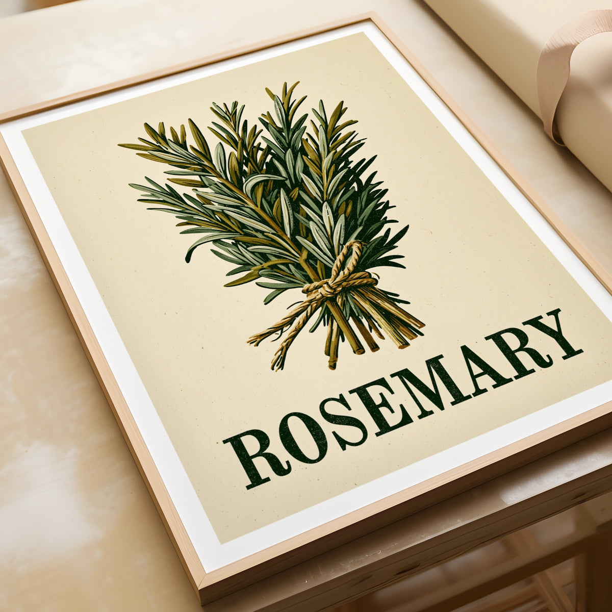 Rosemary Vintage Food Poster Print | Rustic Kitchen Decor | Retro Mid Century Herb Wall Art