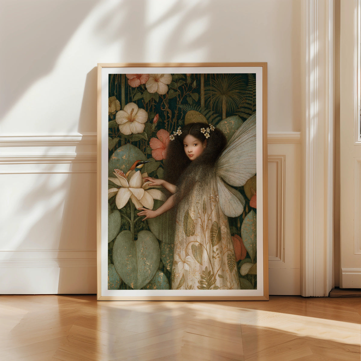Tropical Fairy Garden Classic Inspired Print, Botanical Fantasy Poster, Floral Fairy Wall Art