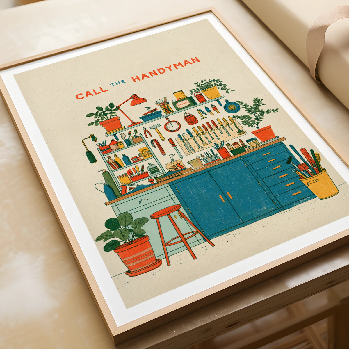Call The Handyman Retro Workshop Poster, Vintage Tool Wall Art, DIY Shed Print, DIY Gift