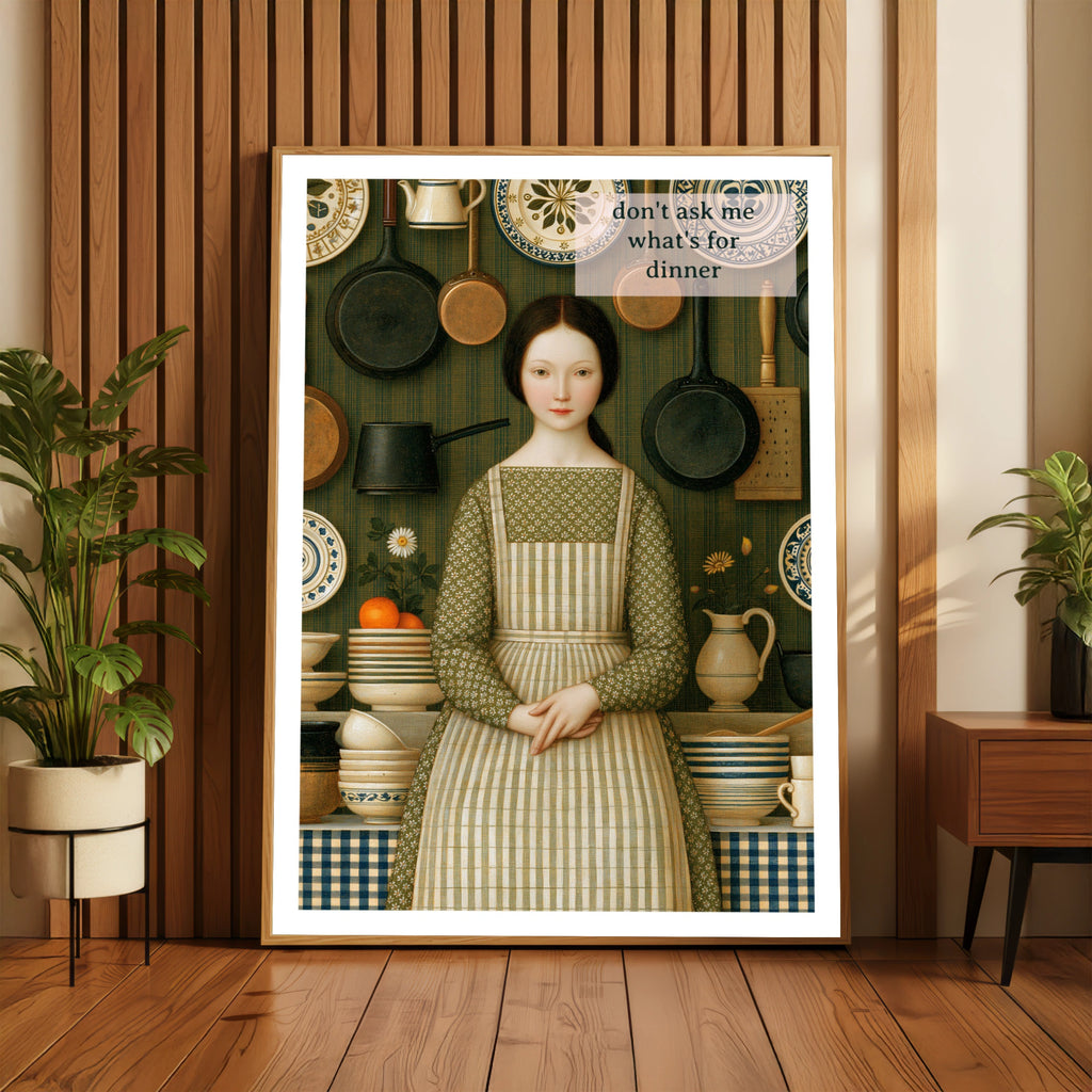 Vintage Food Poster Print | Don't Ask Me What's For Dinner, Rustic Kitchen Decor