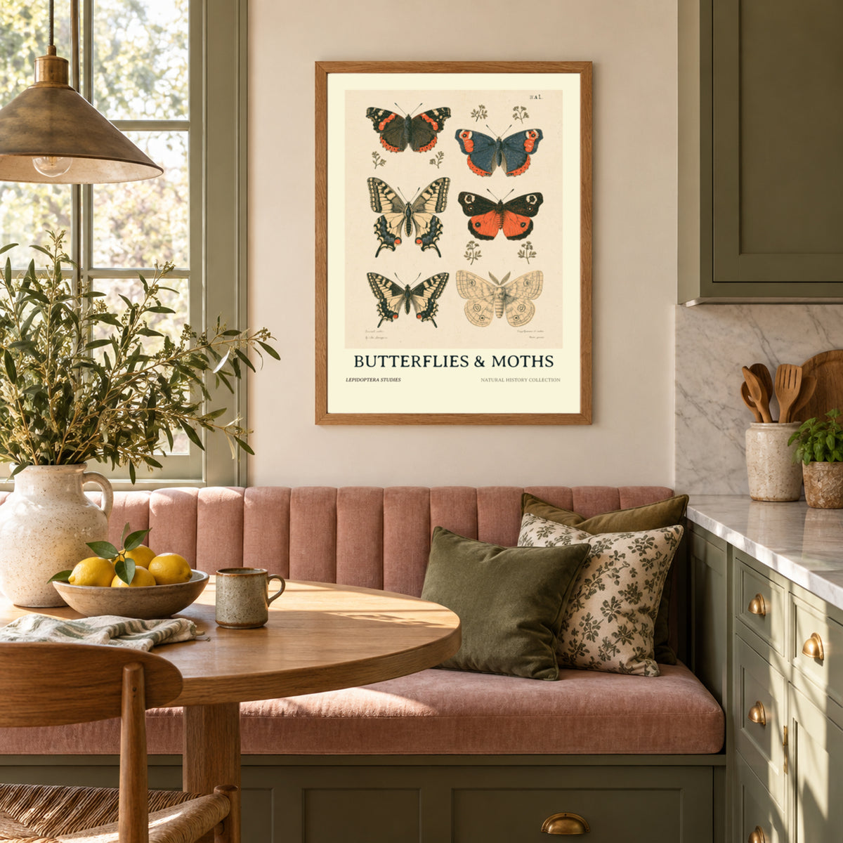 Vintage Butterflies and Moths Print, Natural History Poster, Botanical Nature Wall Art, Lepidoptera