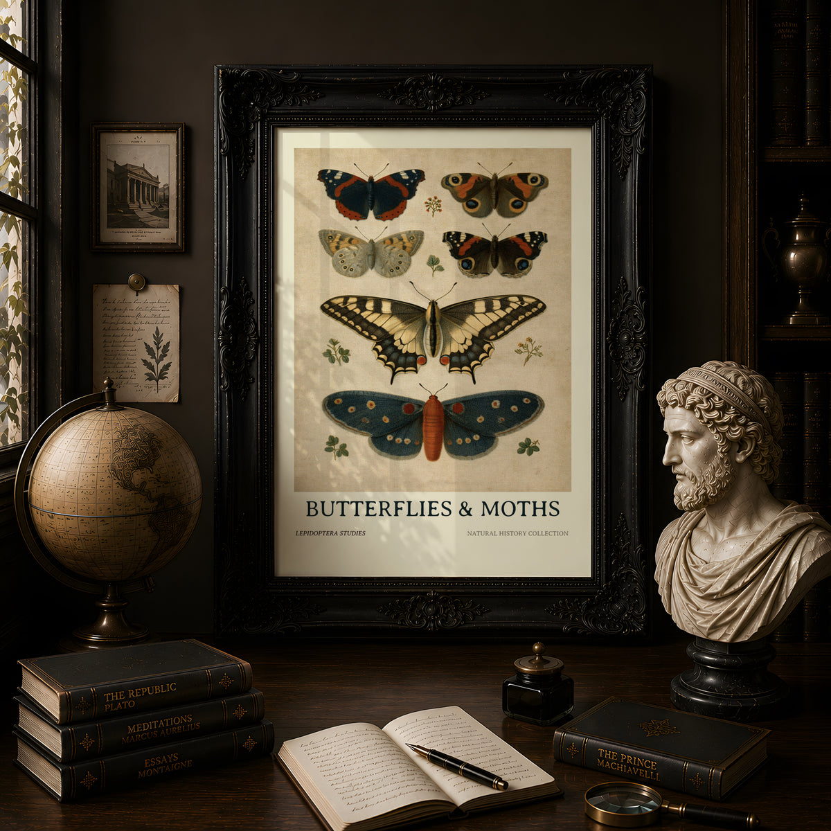Vintage Butterflies and Moths Poster, Natural History Botanical Wall Art, Lepidoptera Study Print