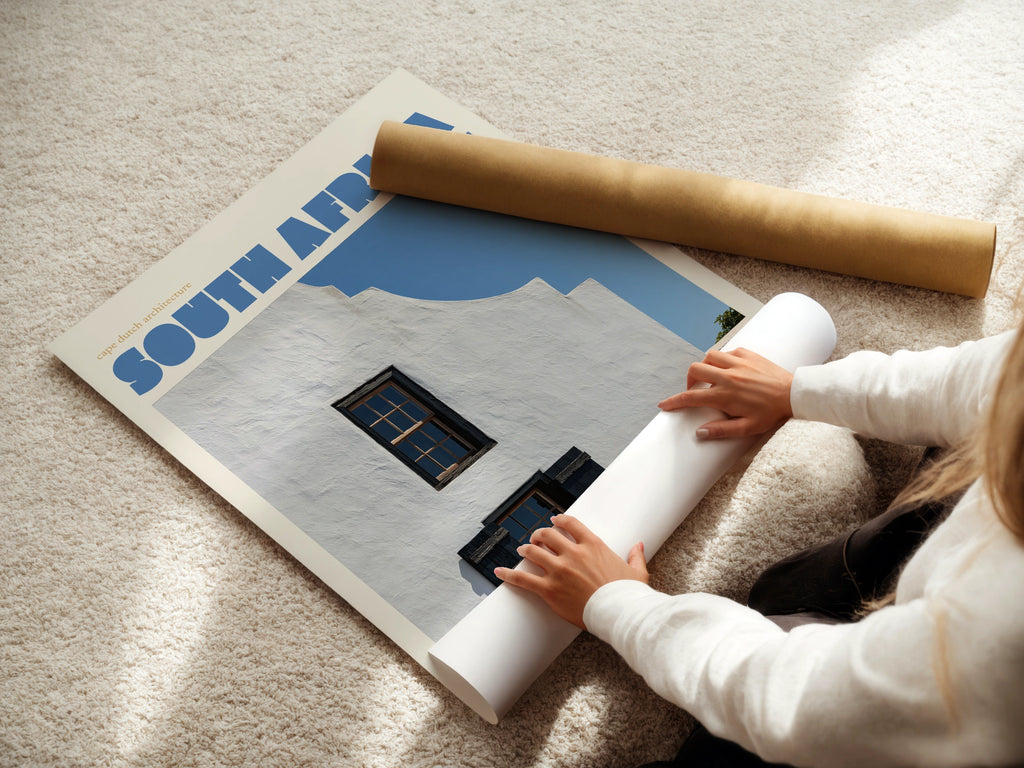 South Africa Contemporary Travel Poster, Cape Dutch Architecture Print, African Wall Art