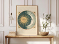 Vintage Sun and Moon Art Print, Celestial Wall Art, Boho Mystical Poster, Antique Astrology Decor