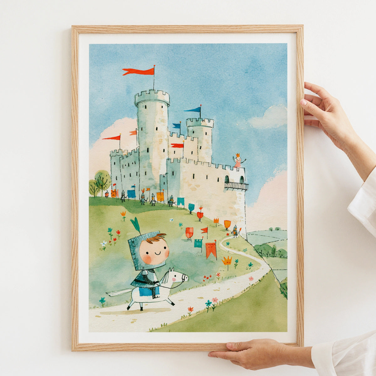 Retro Kids Castle Knight Print, Children's Wall Art, Nursery Poster, Little Folk Collectable