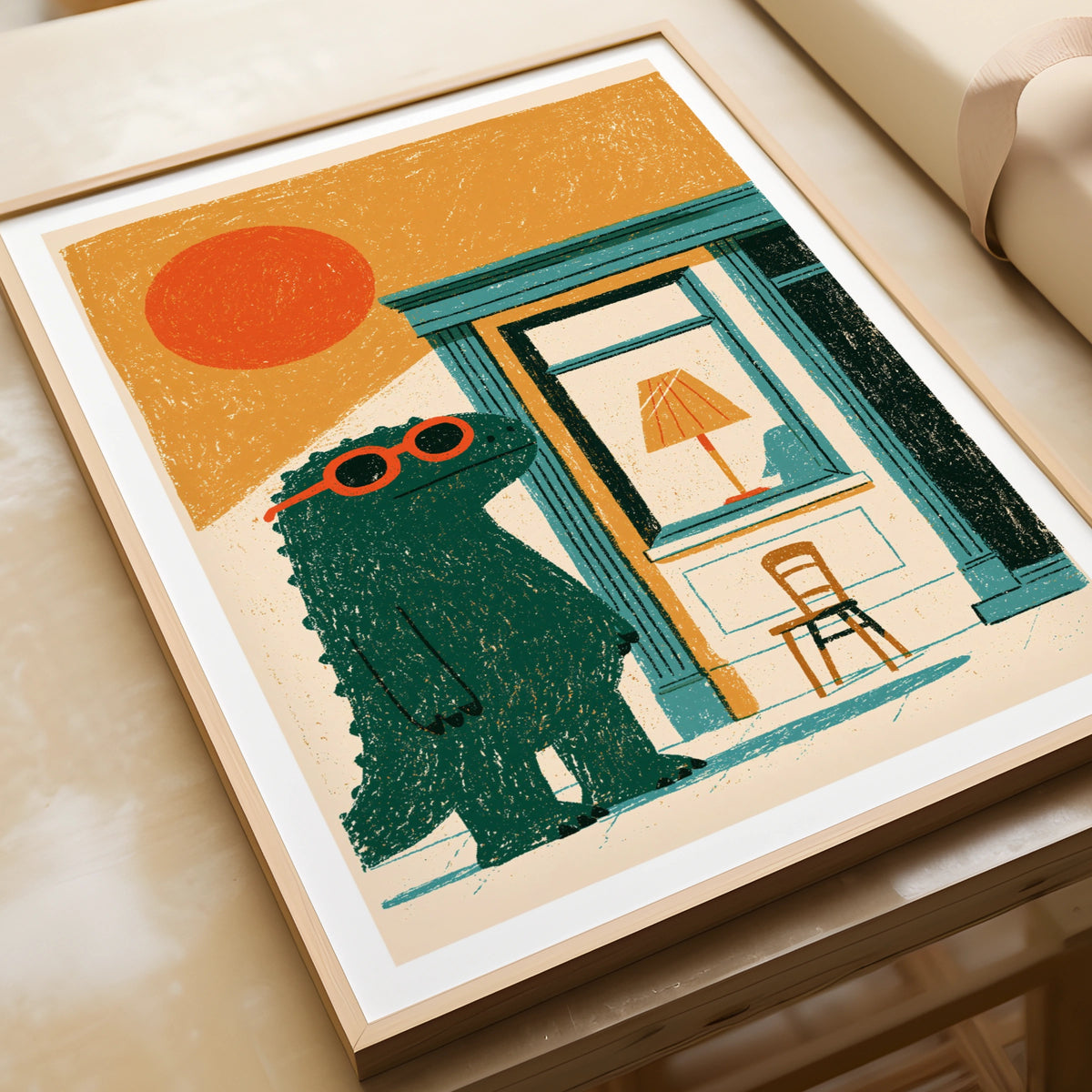 Retro Monster Kids Print, Funny Dinosaur Wall Art, Children's Collectable Poster