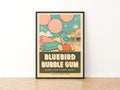 Contemporary Bluebird Bubble Gum Print, Retro Sweet Shop Wall Art, Kitchen Diner Decor