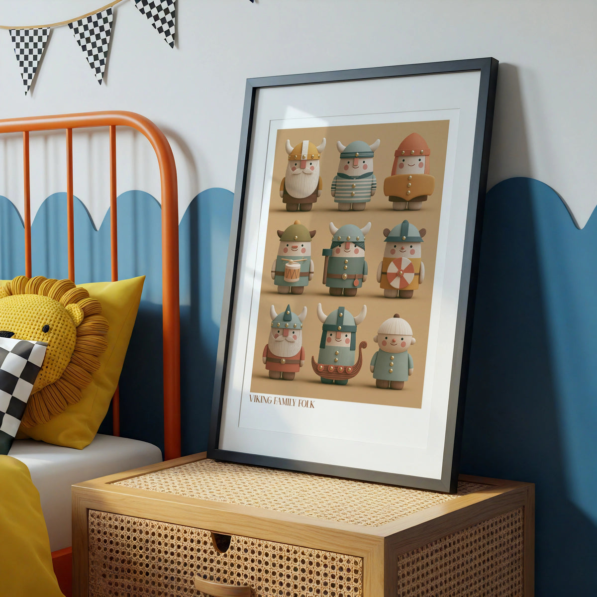 Viking Kids Wall Art, Retro Children's Print, Cute Folk Poster, Nursery Collectable