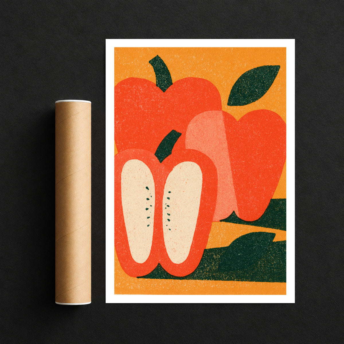 Vintage Food Poster Print | Rustic Kitchen Decor, Red Pepper Wall Art, Mid Century Vegetable Art