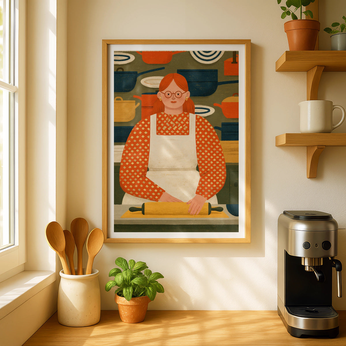 Vintage Food Poster Print | Rustic Kitchen Decor | Retro Mid Century Risograph Baker Art