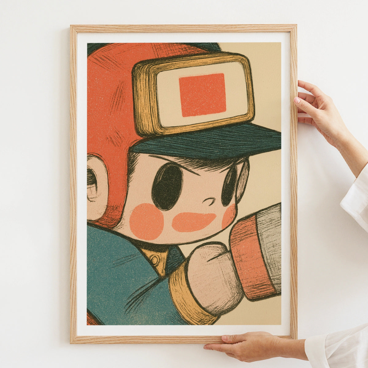Retro Gaming Robot Hero Print, Vintage Style Kids Poster, Children's Collectable Wall Art