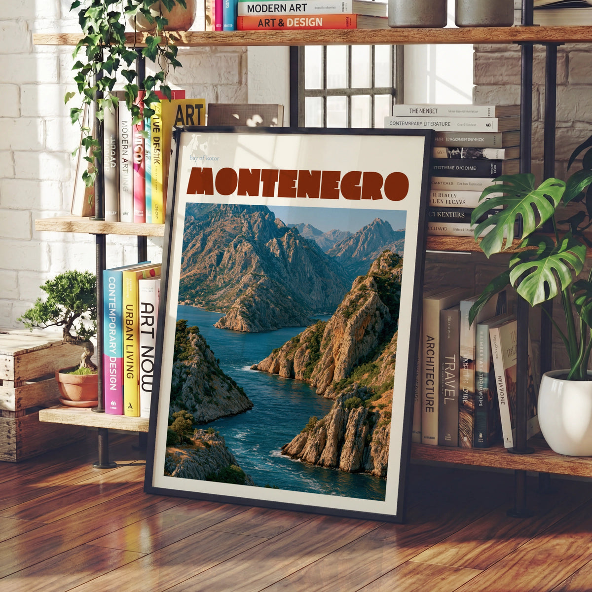 Montenegro Contemporary Travel Poster, Bay of Kotor Wall Art, Adriatic Balkans Print
