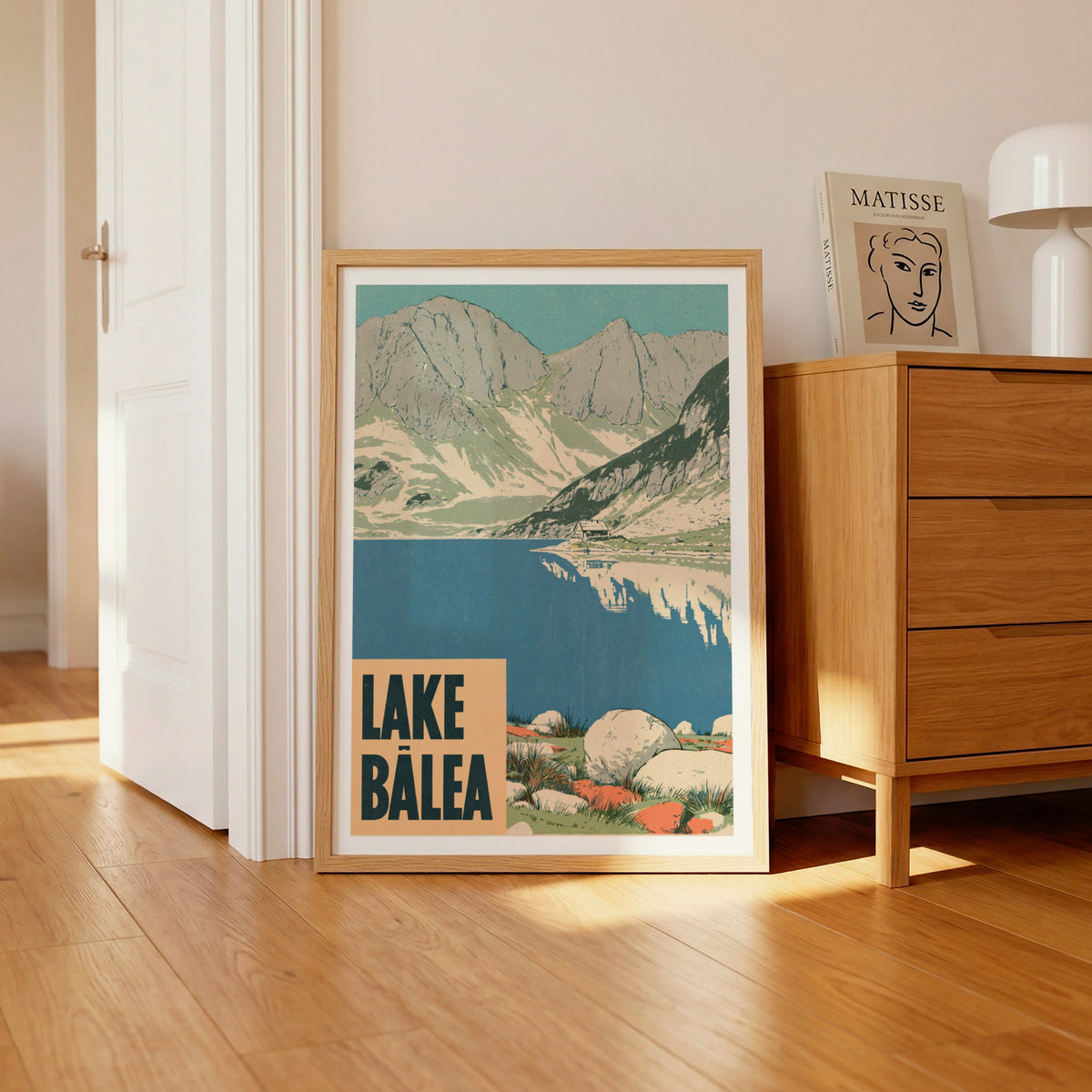 Retro Lake Balea Print, Vintage Travel Poster, Romania Carpathian Mountains Wall Art, Alpine