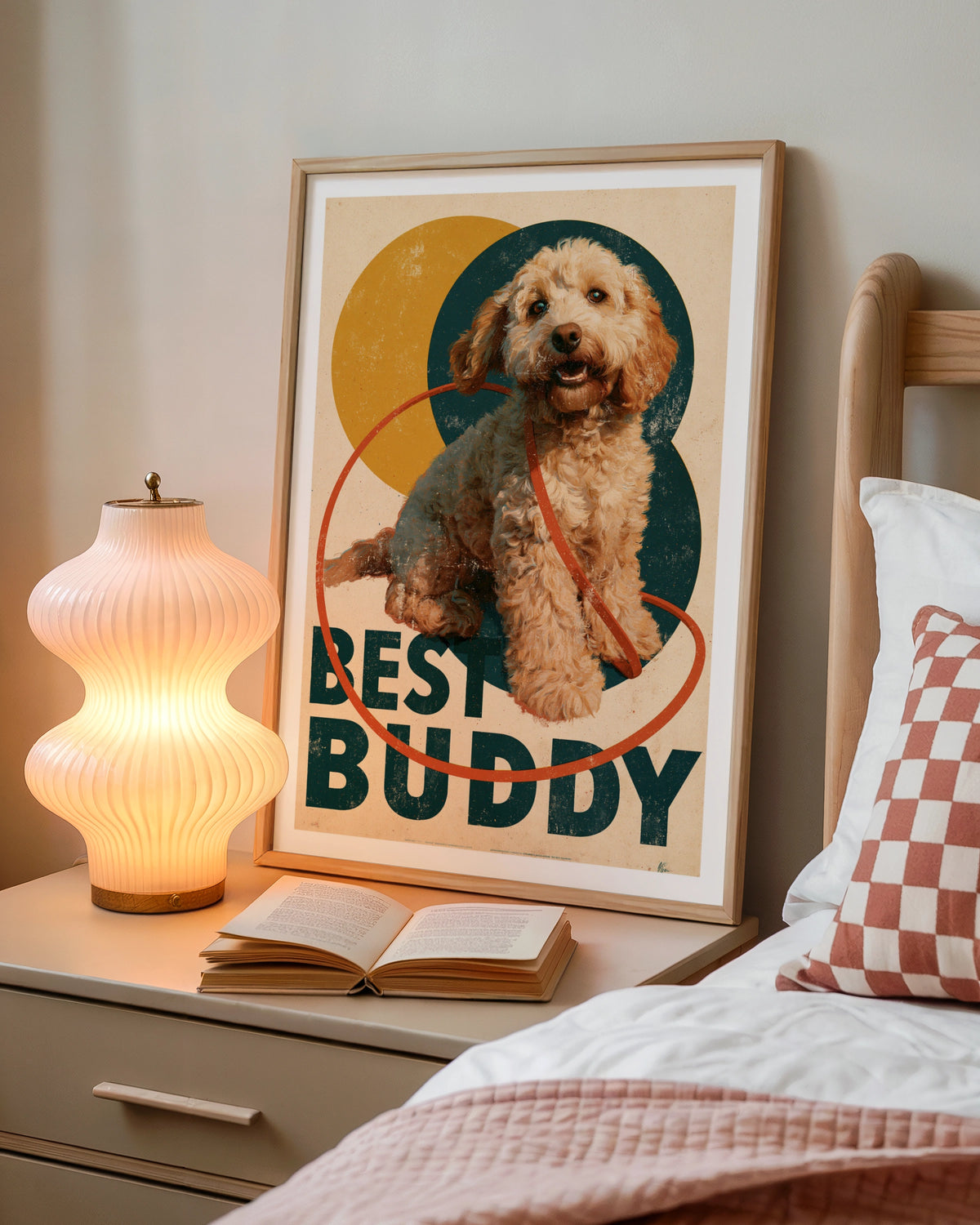 Best Buddy Cockapoo Retro Dog Print, Vintage Style Doodle Wall Art, Dog Lover Gift