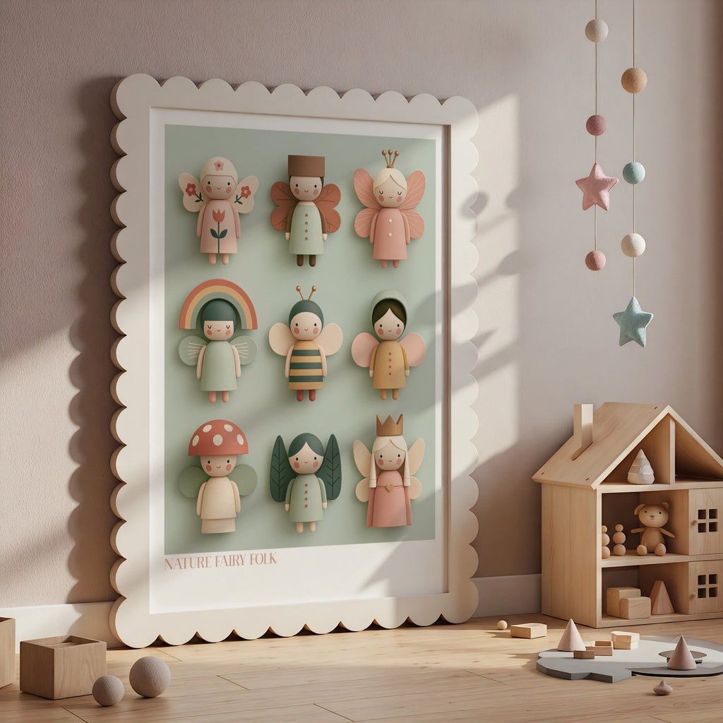 Nature Fairy Folk Poster, Retro Children's Print, Fairy Collectable Wall Art, Kids Room Decor
