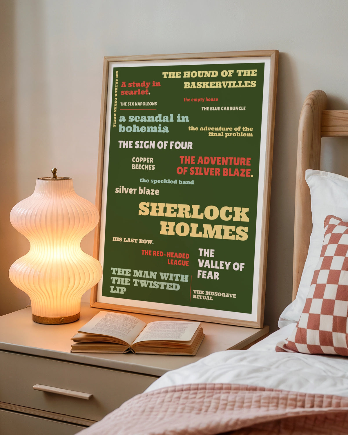 Sherlock Holmes Typography Print, Conan Doyle Stories Poster, Literary Wall Art Gift