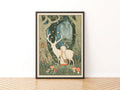 White Stag Fairy Tale Print, Victorian Children's Art, Magical Forest Girl Poster, Retro Collectable