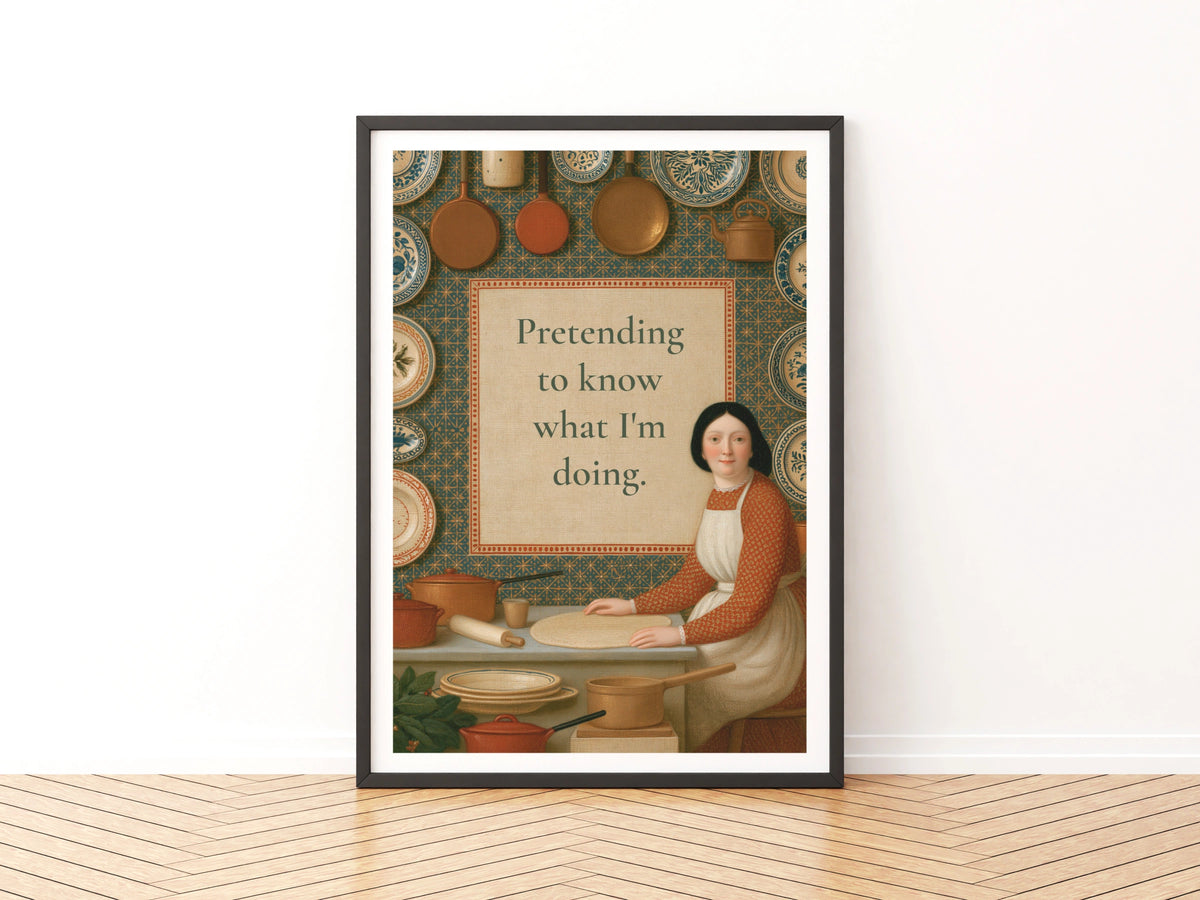 Funny Kitchen Quote Print, Classic Inspired Cooking Wall Art, Vintage Baker Poster Gift