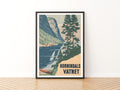 Retro Hornindalsvatnet Norway Poster, Vintage Travel Print, Norwegian Fjord Wall Art, Scandinavian