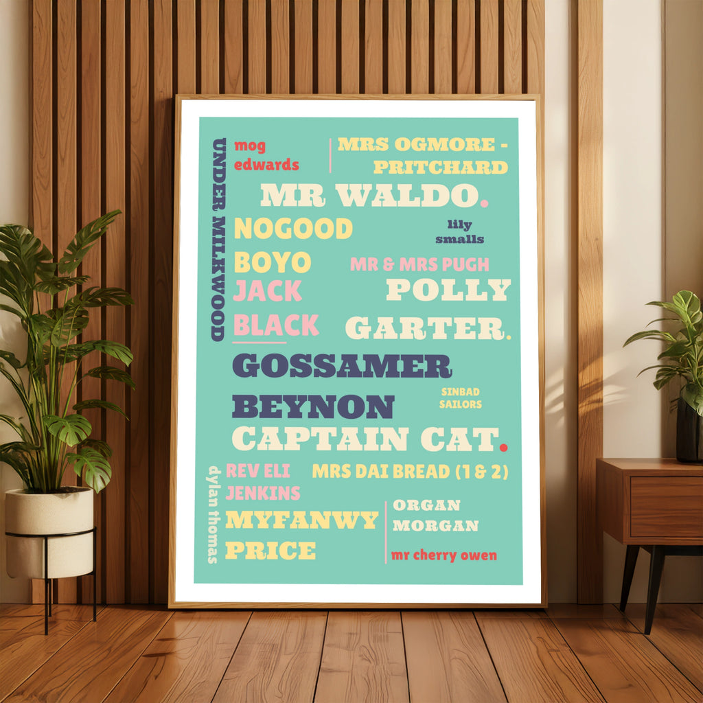 Under Milk Wood Print, Dylan Thomas Poster, Welsh Literature Wall Art, Retro Typography Gift