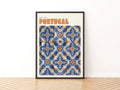 Portugal Azulejo Tile Retro Travel Poster, Blue Terracotta Wall Art Print