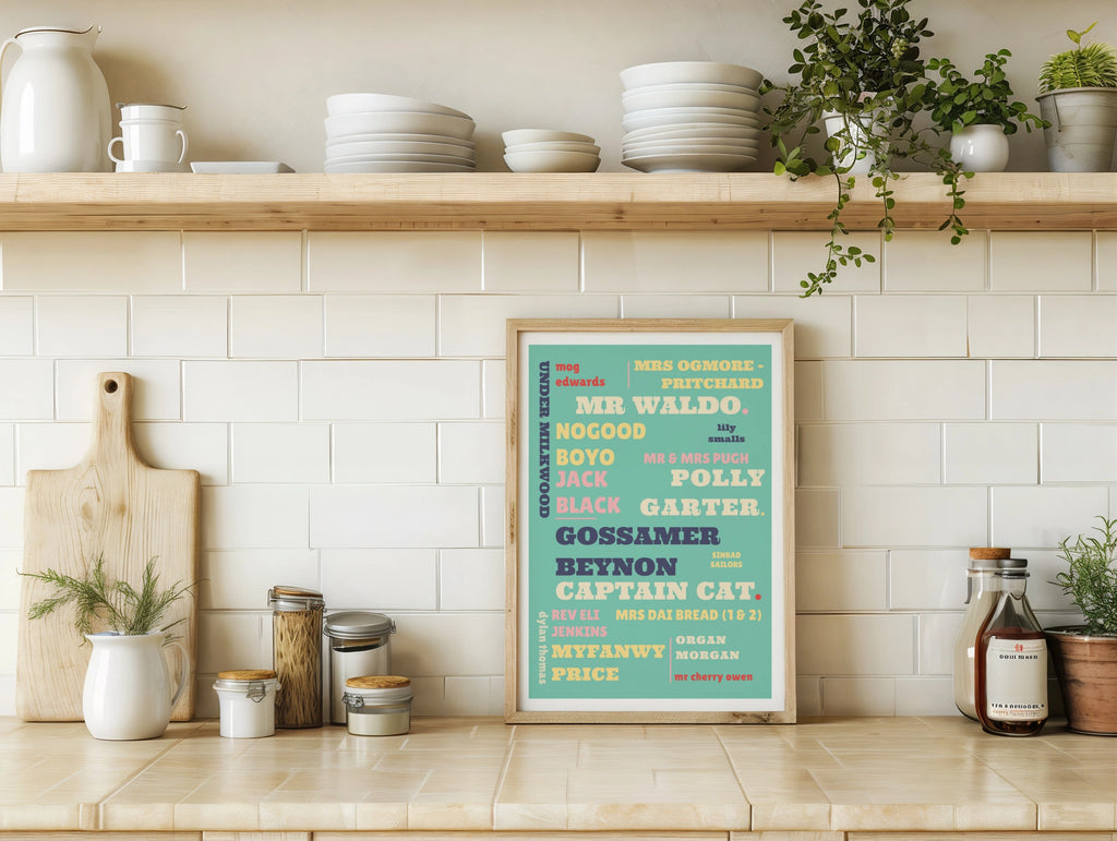 Under Milk Wood Print, Dylan Thomas Poster, Welsh Literature Wall Art, Retro Typography Gift