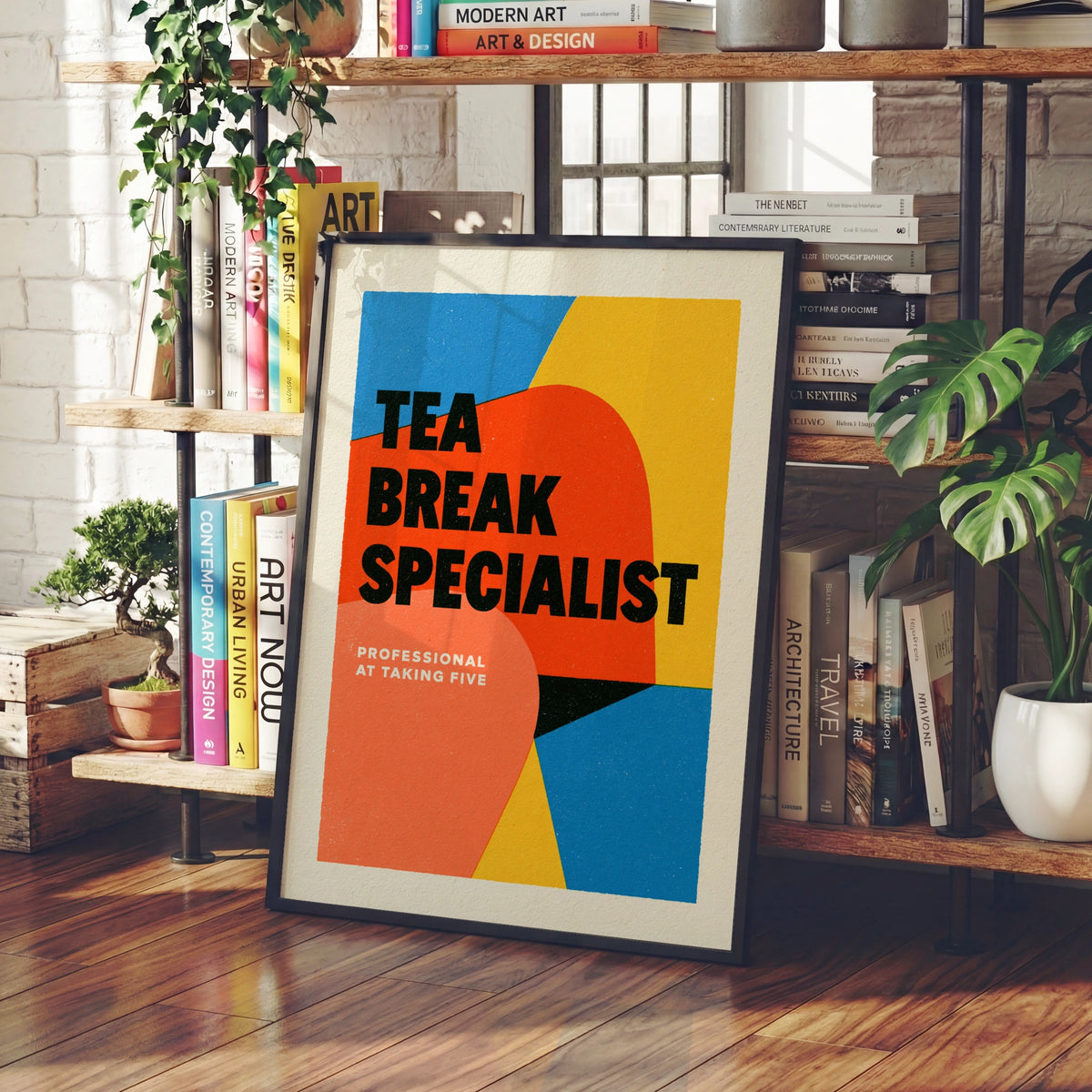 Tea Break Specialist Typography Poster, Funny Office Print, Bold Colourful Wall Art