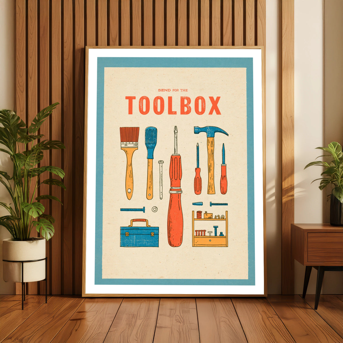 Send for the Toolbox Retro Tools Poster, DIY Workshop Wall Art, Vintage Print, DIY Boyfriend Gift