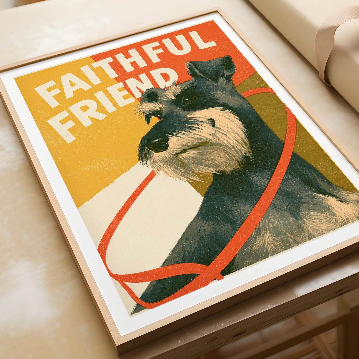 Schnauzer Art Print, Faithful Friend Retro Dog Print, Vintage Style Wall Art Gift