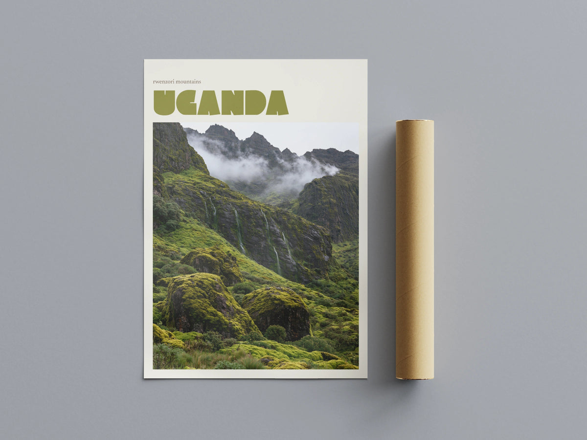 Uganda Rwenzori Mountains Contemporary Travel Print, African Nature Wall Art