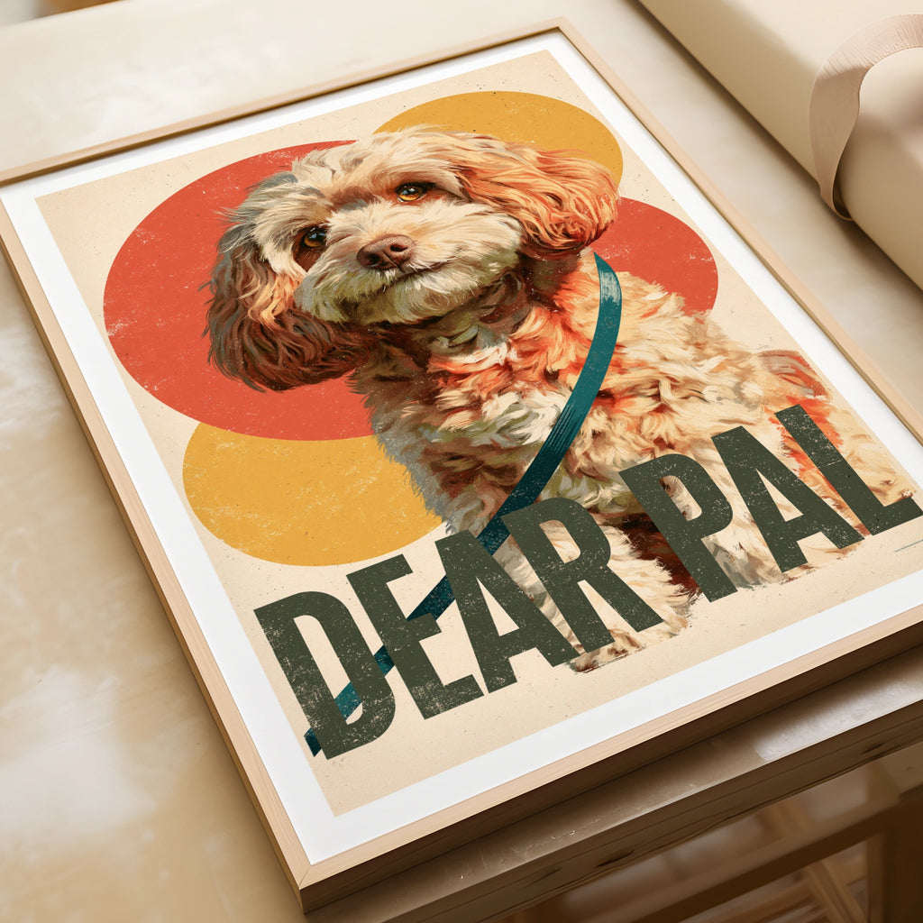 Retro Cockapoo Dog Print, Dear Pal Poster, Vintage Style Dog Wall Art, Doodle Gift