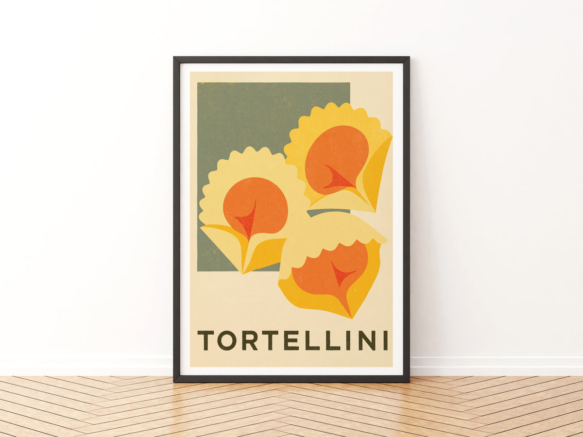 Vintage Food Poster Print | Rustic Kitchen Decor, Tortellini Pasta Wall Art, Italian Trattoria Gift