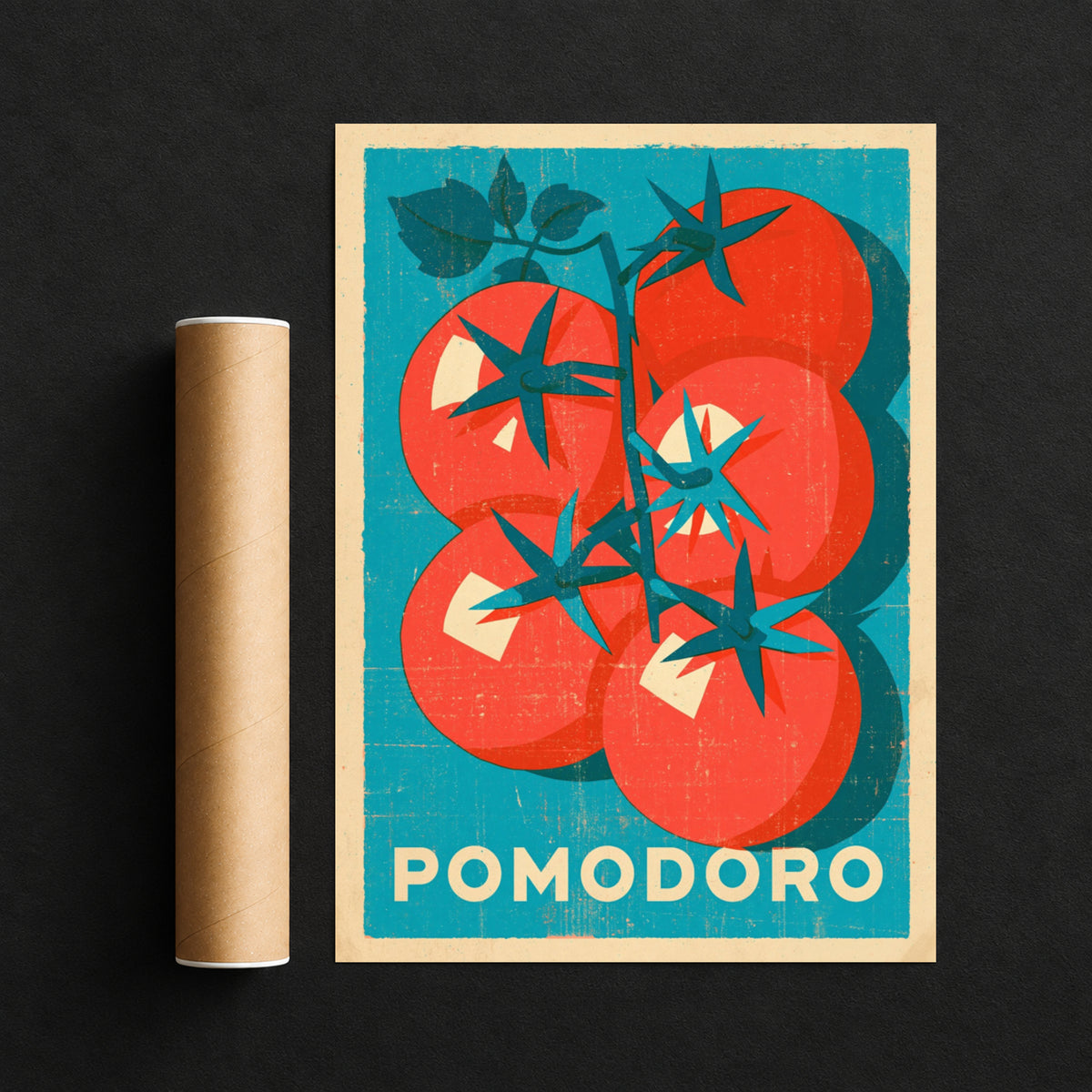 Vintage Food Poster Print | Rustic Kitchen Decor, Pomodoro Tomato Art, Italian Retro Wall Art