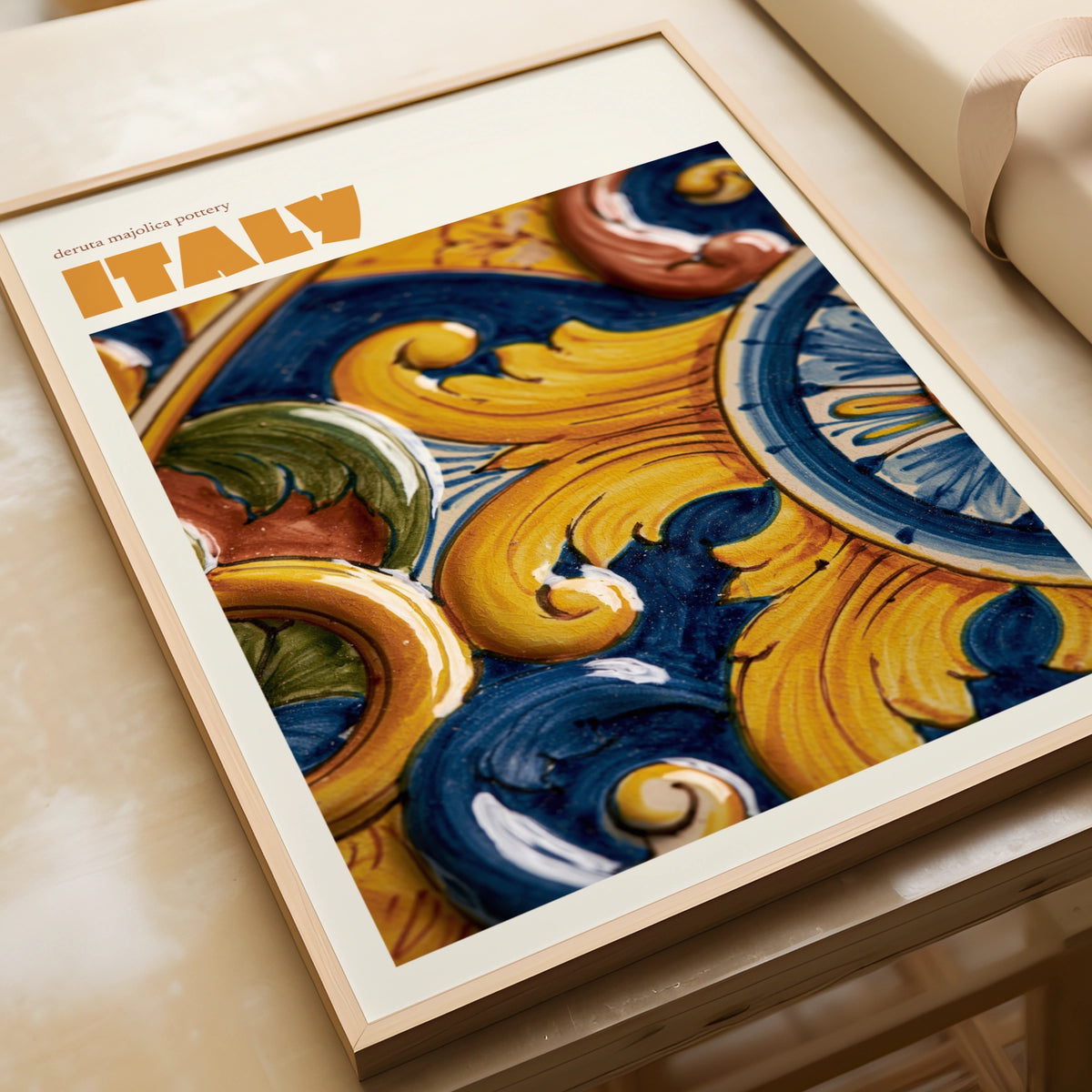 Italy Travel Print, Deruta Majolica Pottery Contemporary Wall Art, Italian Gift