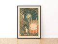 Retro Fantasy Forest Child Print, Woodland Monster Art, Kids Wall Poster Collectable