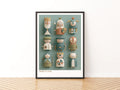 Medieval Folk Retro Children's Print, Wooden Toy Characters, Kids Wall Art Poster