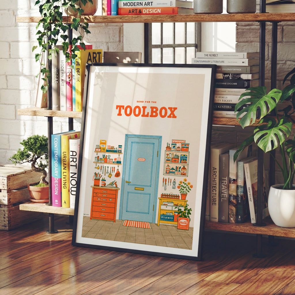 Send for the Toolbox Retro Workshop Poster, Vintage Tool Room Wall Art Print, DIY Gift