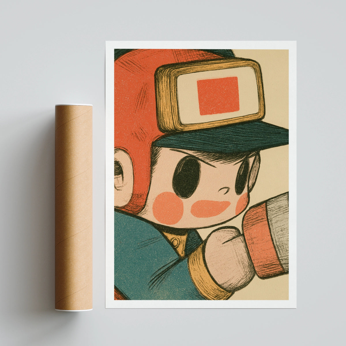 Retro Gaming Robot Hero Print, Vintage Style Kids Poster, Children's Collectable Wall Art