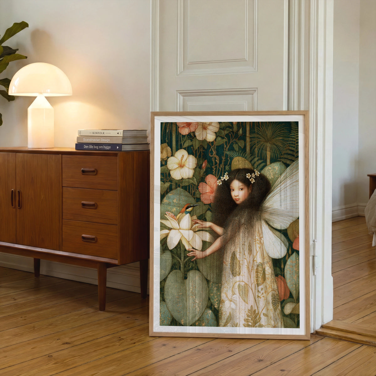 Tropical Fairy Garden Classic Inspired Print, Botanical Fantasy Poster, Floral Fairy Wall Art