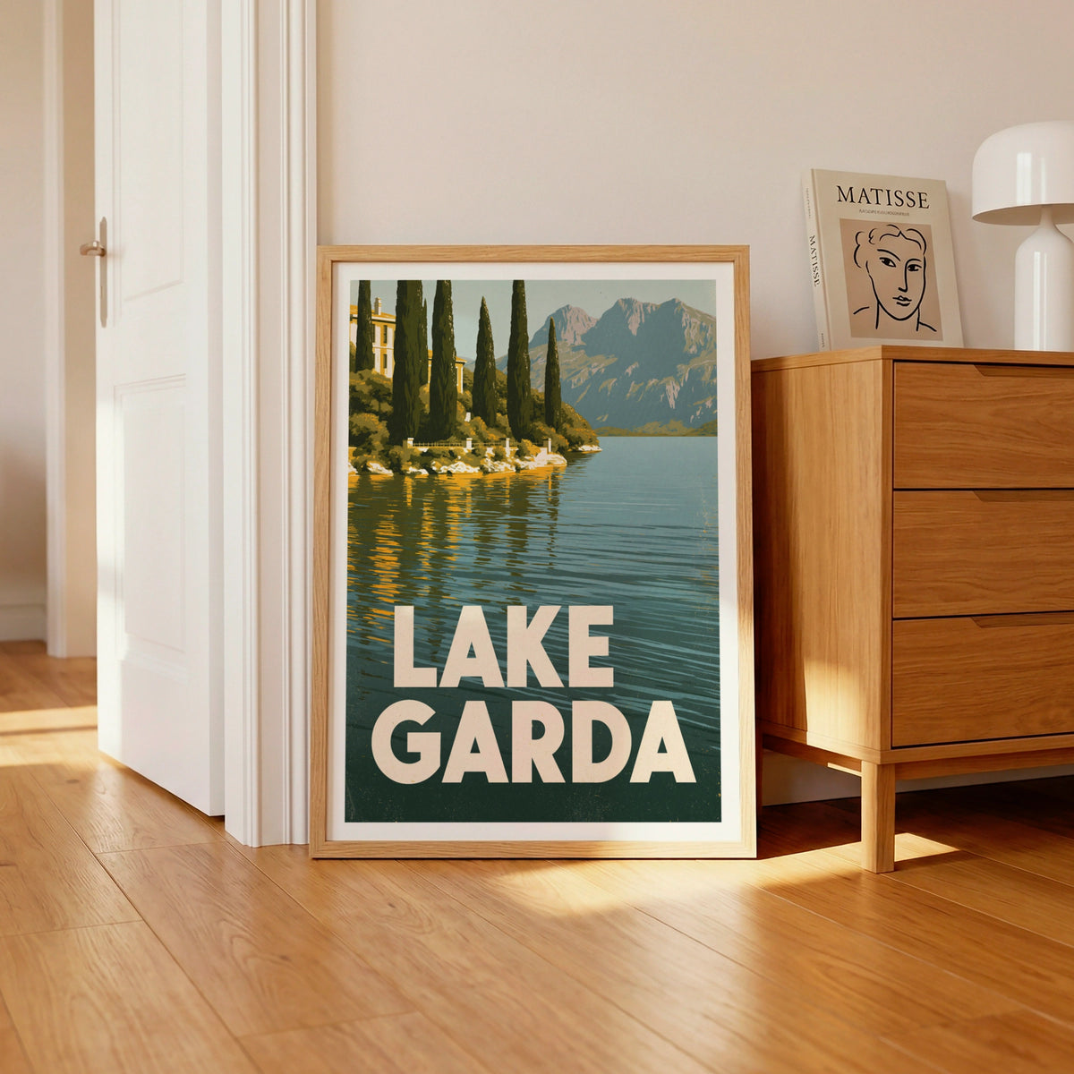 Lake Garda Retro Travel Poster, Italy Wall Art, Vintage Italian Lake Print