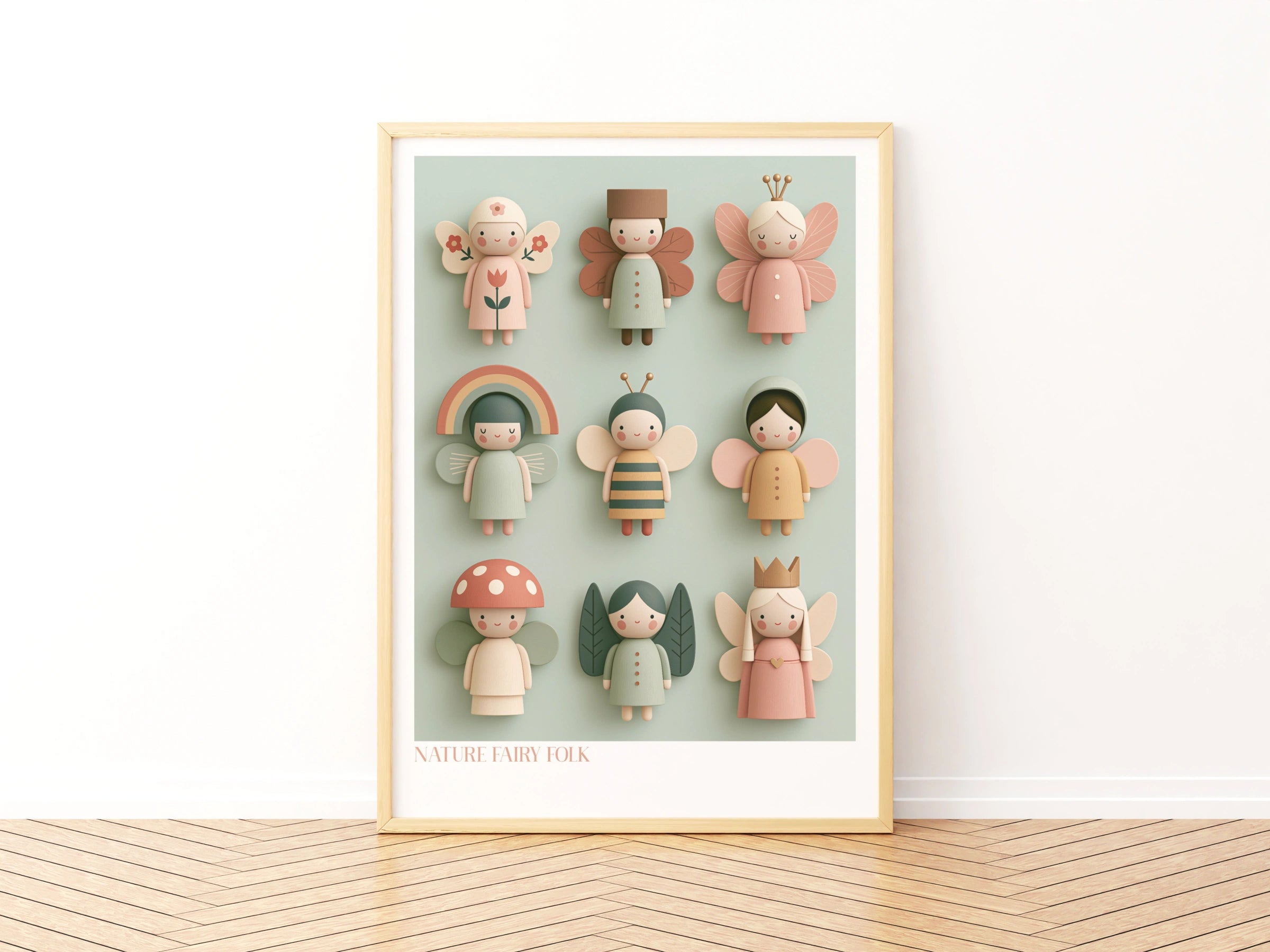 Nature Fairy Folk Poster, Retro Children's Print, Fairy Collectable Wall Art, Kids Room Decor
