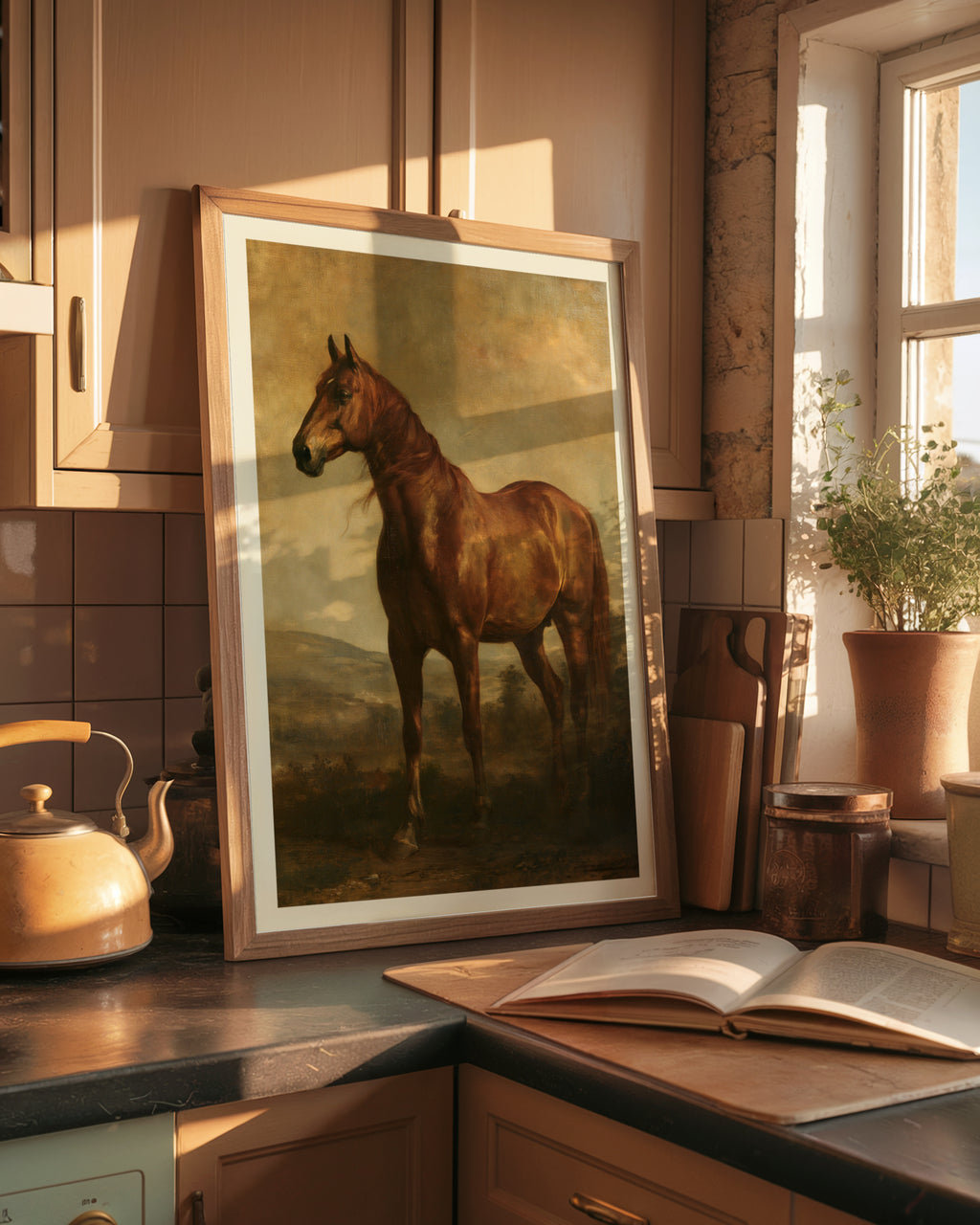 Chestnut Horse Oil Painting Print, Vintage Equestrian Wall Art, Classic Inspired Prints