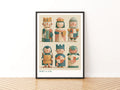 Medieval Folk Kids Wall Art, Retro Children's Print, Knight King Dragon Nursery Poster
