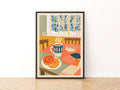 Vintage Food Poster Print, Rustic Kitchen Decor, Retro Mid Century Risograph Winter Scene