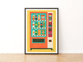 Retro Vending Machine Poster, Vintage Snack Art Print, Bold Colourful Pop Art Wall Decor