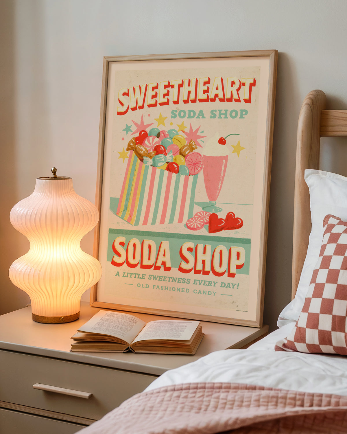 Retro Sweetheart Soda Shop Print, Vintage Candy Poster, Old Fashioned Sweets, Kitchen Wall Art