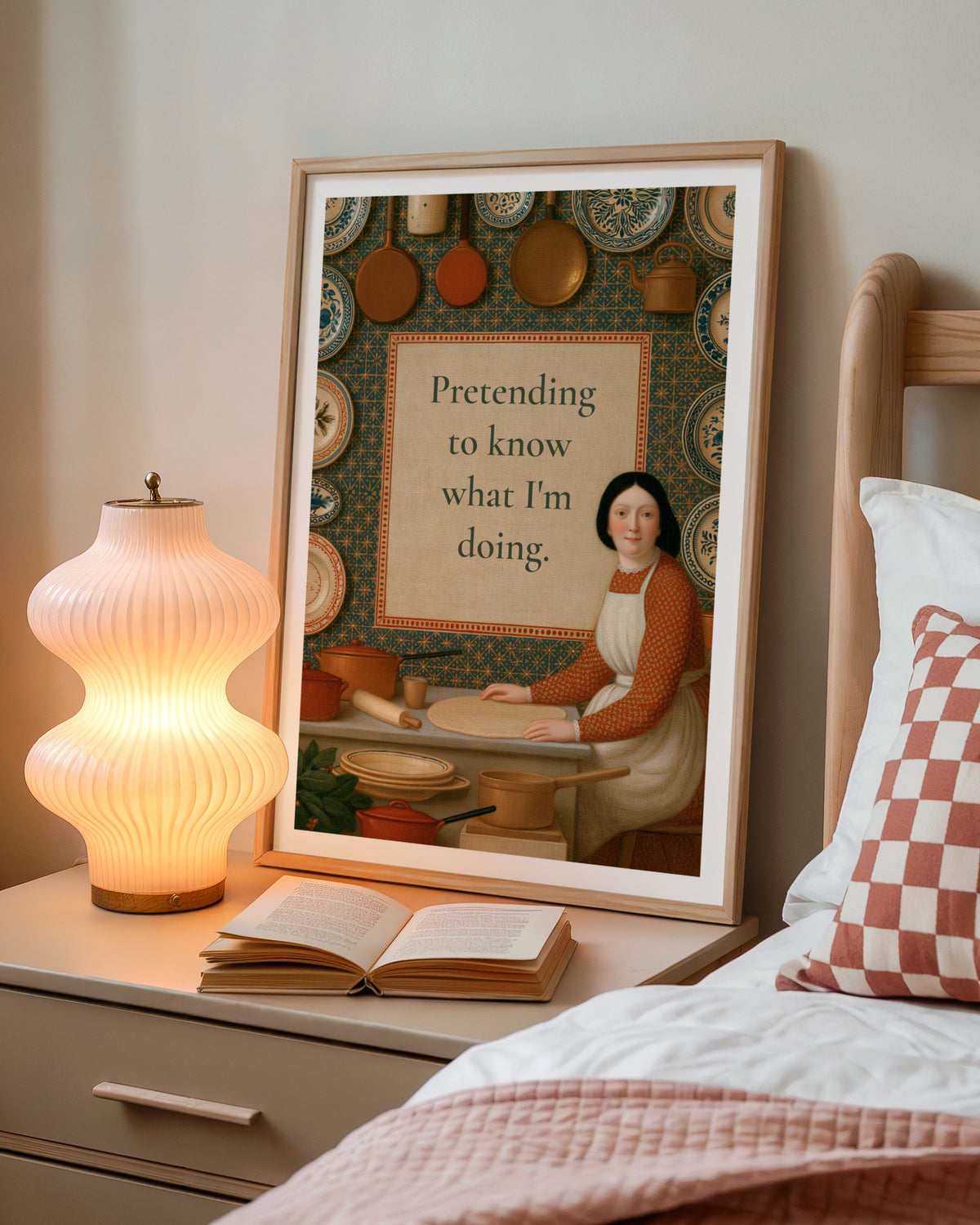 Funny Kitchen Quote Print, Classic Inspired Cooking Wall Art, Vintage Baker Poster Gift