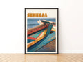 Senegal Travel Print, contemporary African Wall Art, Fishing Pirogue Boat Coastal Decor